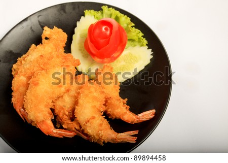 Crispy fried shrimp ready to be serve (Tempura)