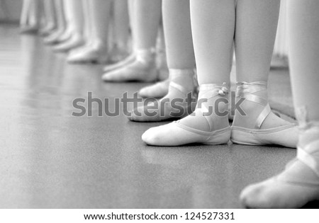 young girls training to perform ballet