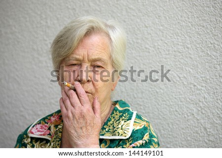 Old woman smoking