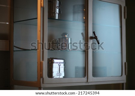 Closeup of old cupboard in doctor\'s office