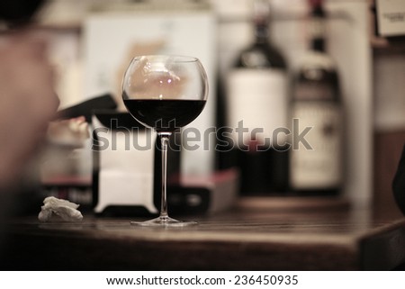 Glass of red wine , tasting concept