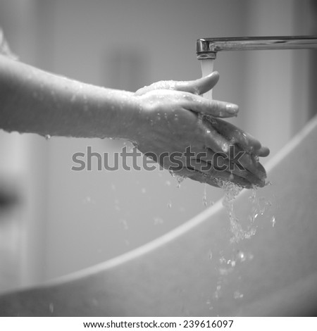 Washing hands, monochrome
