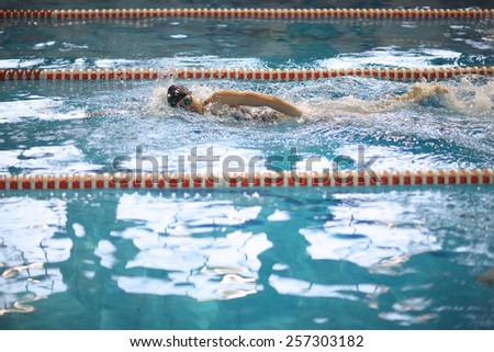 Swimming training in the pool