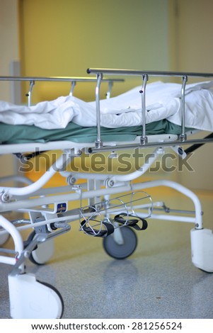 Details of a adjustable medical bed with rails