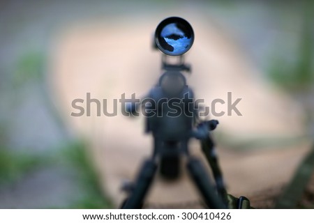 Rifle scope in focus