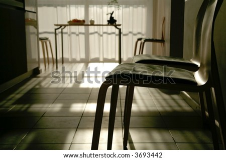 chairs in the kitchen, selective focus on chair