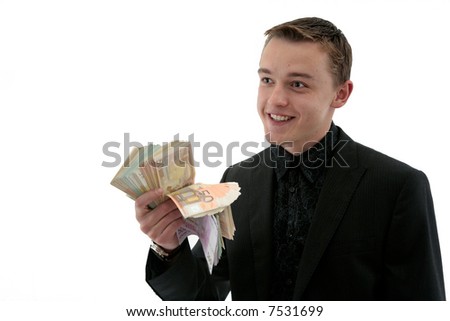 young man with cash in his hands