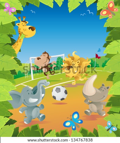 Jungle Animals Soccer Border Jungle Animals Soccer Border