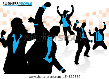 Business Team Enjoying Success. Business People Is A New Series Of High End Business Graphics That Are Updated Every Month. Each Element Is Placed On A Separate Layer For Easy To Use Editing.