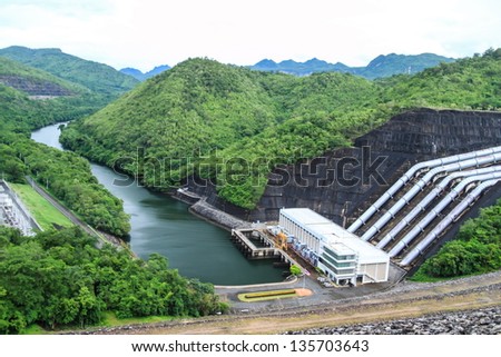 Hydro Power Electric Dam in Thailand, The large dam to generate electricity.