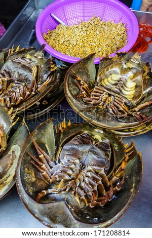fresh horseshoe crab in market