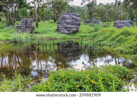 stone in Chaiyaphum, Thailand. with sky background. One of the sightseeing attraction location in Thailand