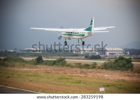 RAYONG , THAILAND- MAR 28 2015: Cessna 208 Caravan no.1918 of KASET , Bureau of Royal Rainmaking and Agricultural Aviation. U-TAPAO Airport, Rayong