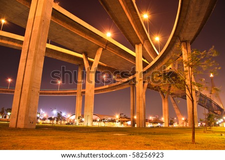 Motor way bridge at night