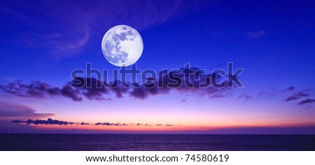 sunset sky with moon