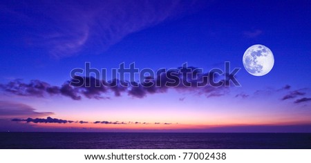 sunset sky with moon