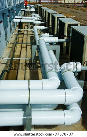 Pipe connection to air-conditioner units mounted outside on a wall