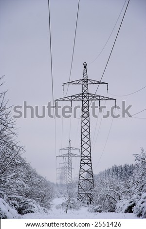 High voltage power towers and electrical lines