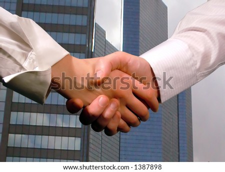 Business handshake ,woman and man