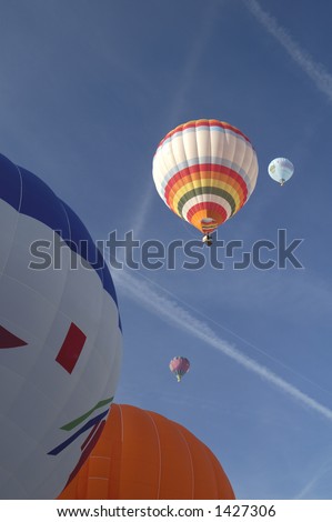 Balloons departing from the Chateau d\'Oex balloon festival, Switzerland
