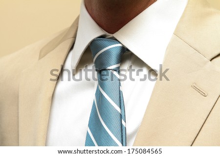 Men\'s necktie and suit up close