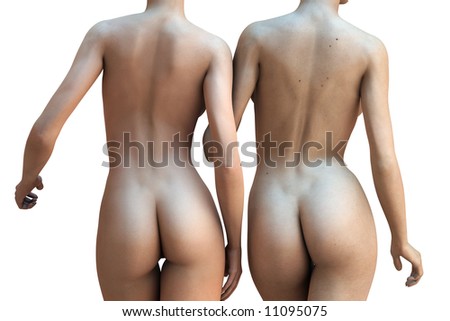 stock photo Two sexy naked women isolated over a white background
