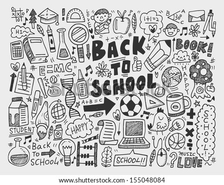 hand draw doodle school element hand draw doodle school element