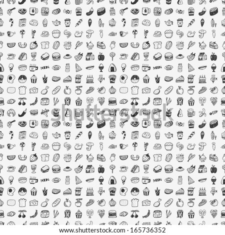 Seamless Doodle Food Pattern