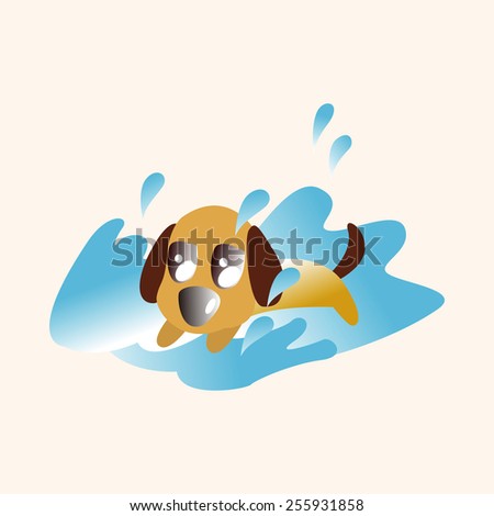 Animal dog doing sports cartoon theme elements