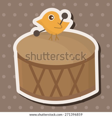 animal bird playing instrument cartoon theme elements