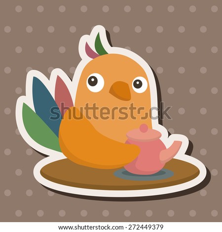 animal bird having afternoon tea theme elements