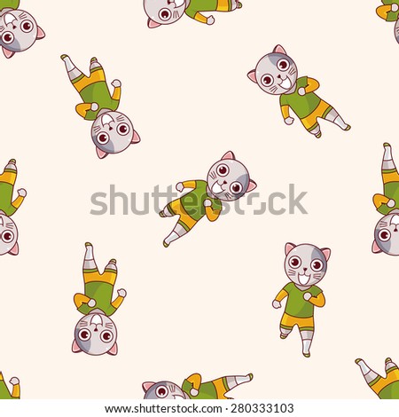 animal cat cartoon , cartoon seamless pattern background