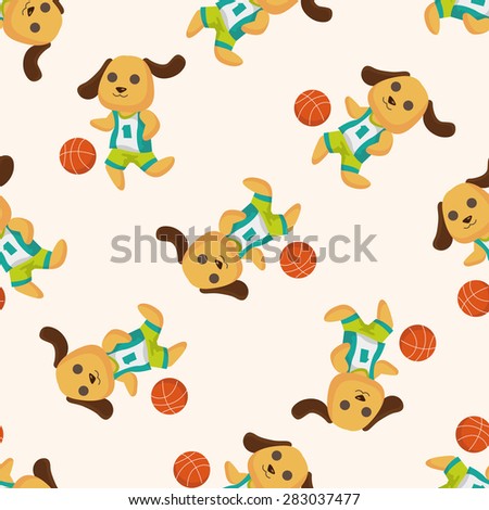 Animal dog doing sports cartoon ,seamless pattern