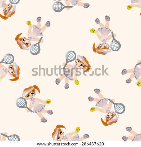 badminton player , cartoon seamless pattern background
