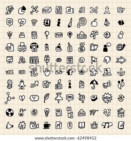 100 hand draw web icon 100 hand draw web icon
