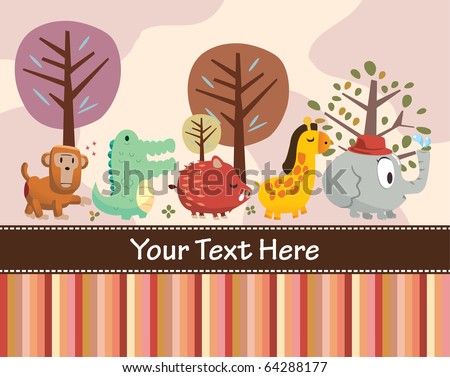 Animal Card Stock Vector Illustration 64288177 : Shutterstock