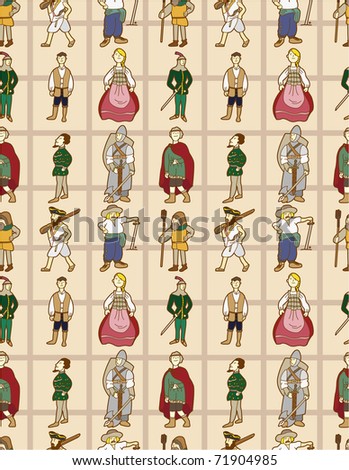 seamless Middle Ages people pattern