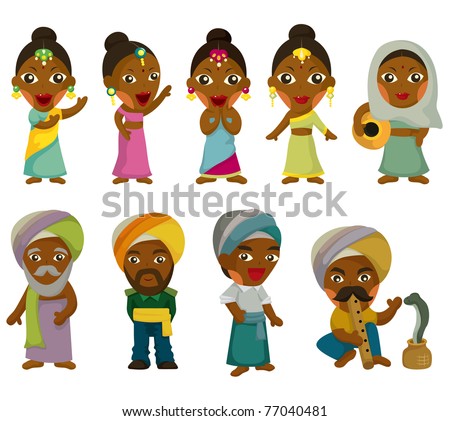 Vector Of Cartoon Indian Icon Set - 77040481 : Shutterstock