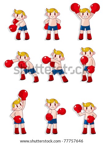 Cartoon Boxer Icon Set Stock Vector Illustration 77757646 : Shutterstock