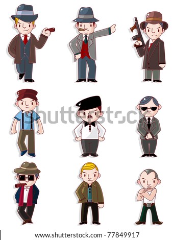 Cartoon Mafia Icon Set Stock Vector Illustration 77849917 : Shutterstock