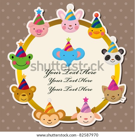 Cartoon Party animal head card Cartoon Party animal head card