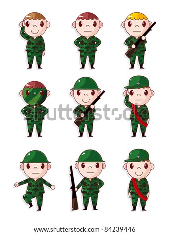 Cartoon Soldier Icons Set Stock Vector Illustration 84239446 : Shutterstock