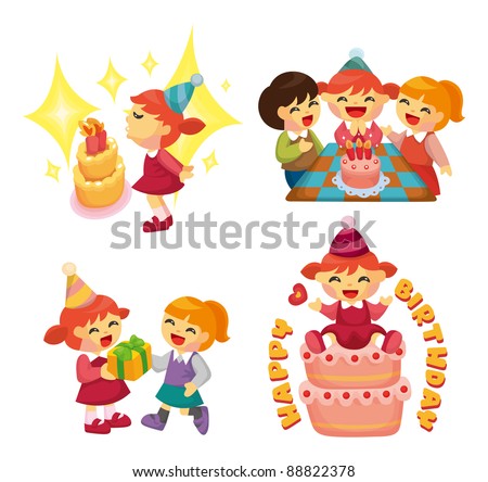 Cartoon Birthday Party Stock Vector Illustration 88822378 : Shutterstock