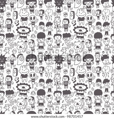 Seamless Cartoon Pattern Stock Vector 98701457 : Shutterstock