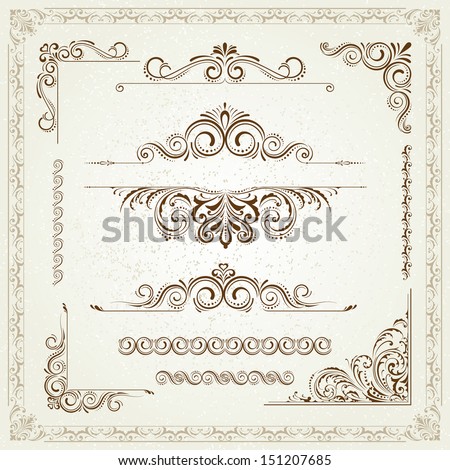 Vintage frames and scroll elements Vintage frames and scroll elements