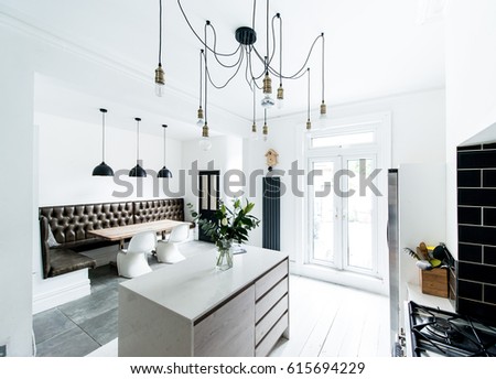 Open plan living - a modern designer kitchen dining area