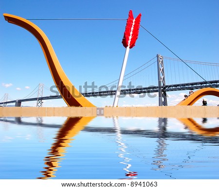 Arrow sculpture reflection - San Francisco on a perfect day...