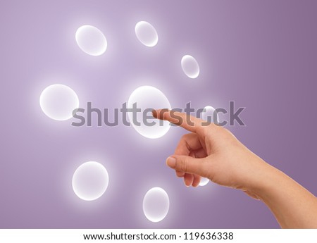 the hand on the flow of several button, futuristic digital technology