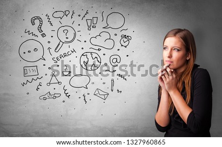 Young person thinking with office problems concept