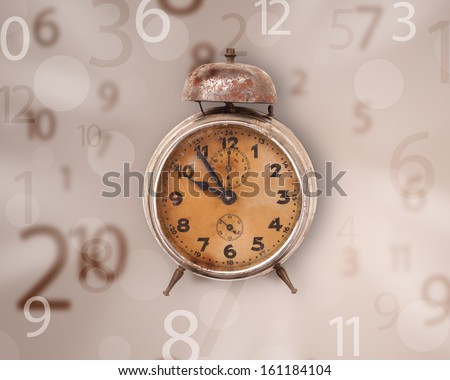 Vintage clock with numbers comming out on the side
